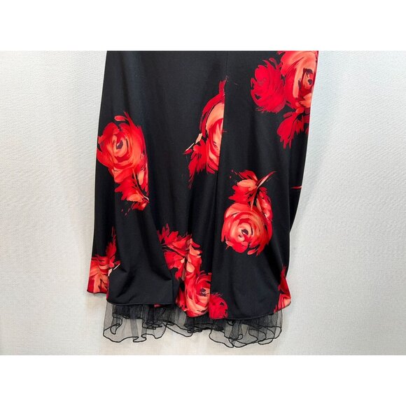 Womens Halter Midi Dress Size M Black Red Sexy Open Back Party Y2K - Picture 8 of 10